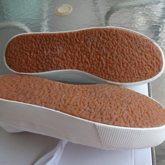 SUPEEGA 2790 White platform sneakers, women's 7, canvas upper rubber bottoms - Picture 6 of 13